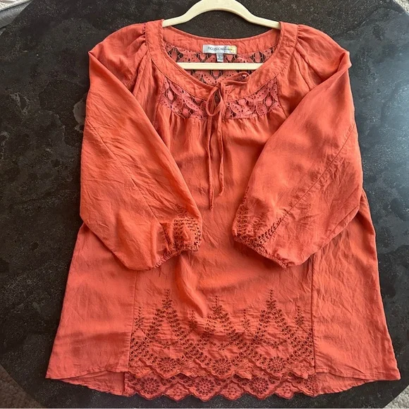 Figueroa & Flower Orange Blouse - Size Large - Picture 2 of 10